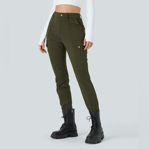 HALARA High Waisted Skinny Cargo Pants, Forest Green - Size small (regular)